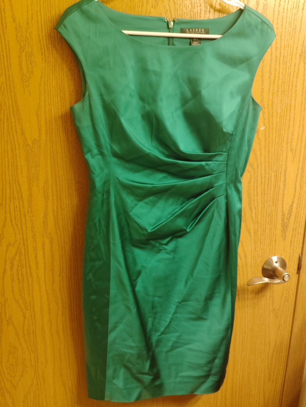 Ralph Lauren Green Sheath Dress with Side Ruching